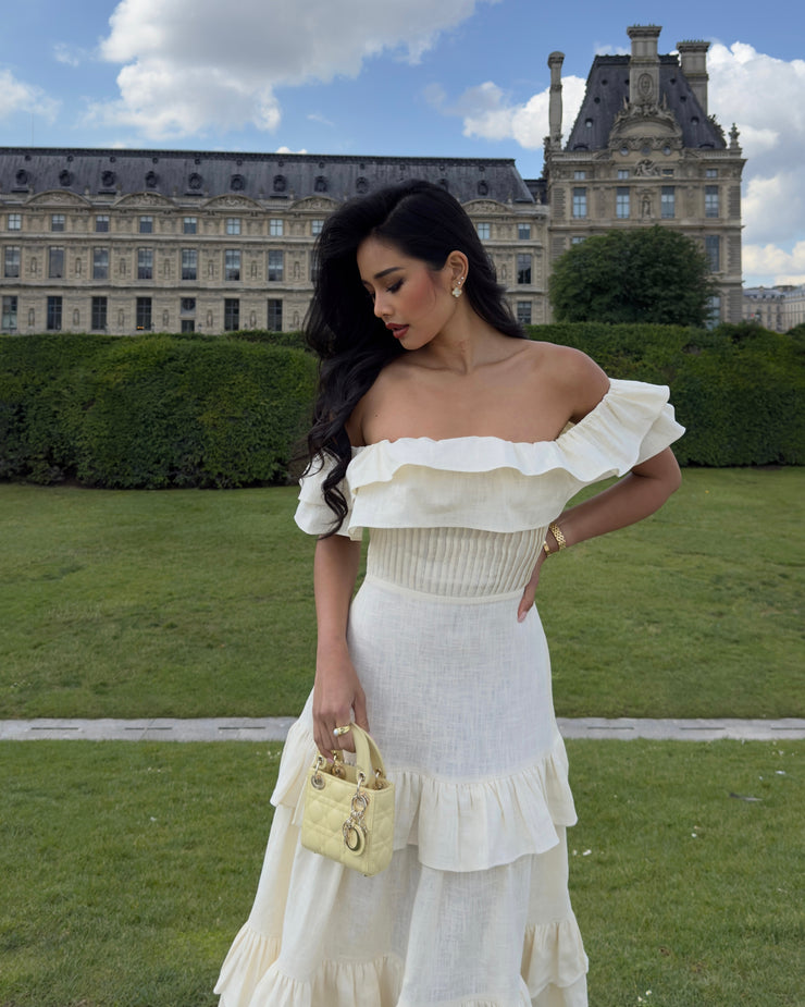 The Bardot Maxi Dress in Pure Linen – LA RIVIERA STORE