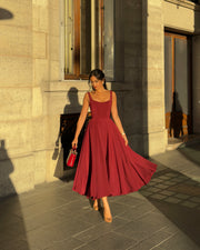 The Scarlett Midi Dress in Wine red