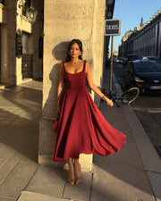 The Scarlett Midi Dress in Wine red