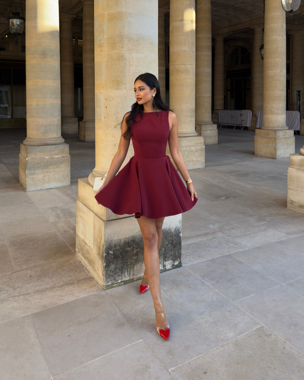 The Diana Mini Dress in wine red🍷