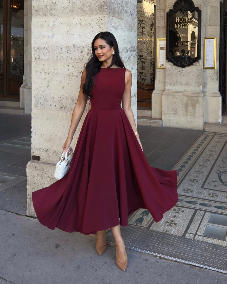 The Diana Midi Dress in wine red🍷