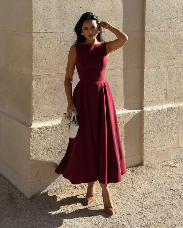 The Diana Midi Dress in wine red🍷