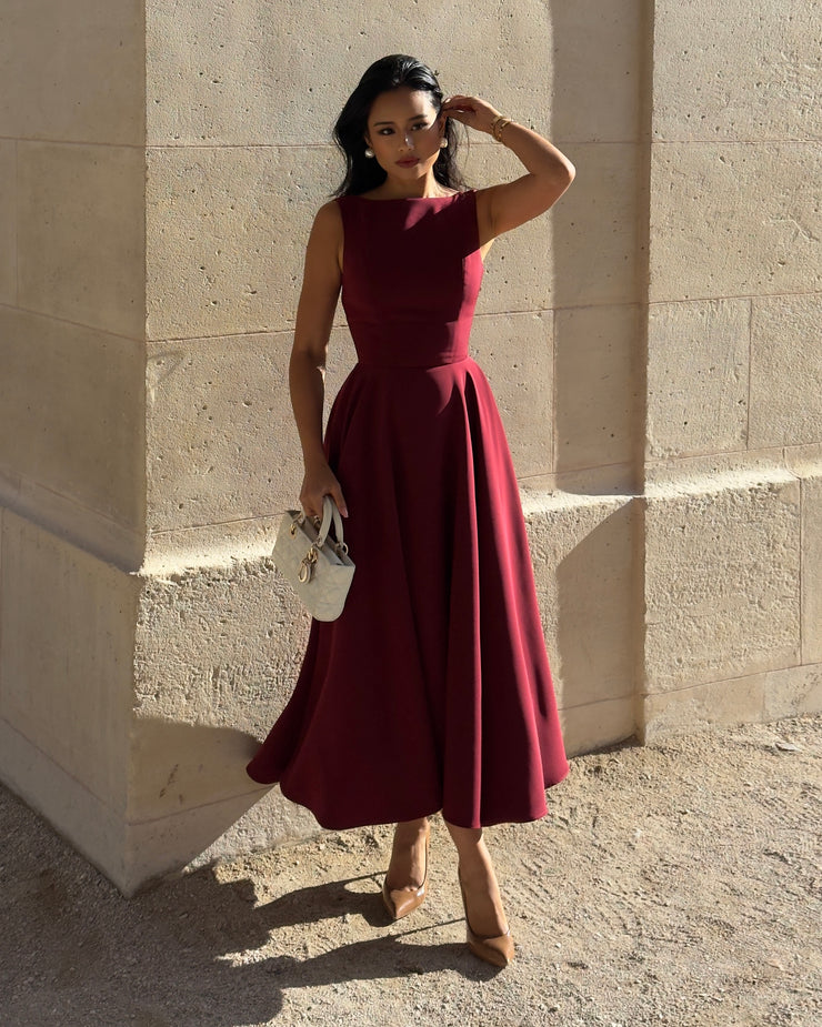 The Diana Midi Dress in wine red🍷