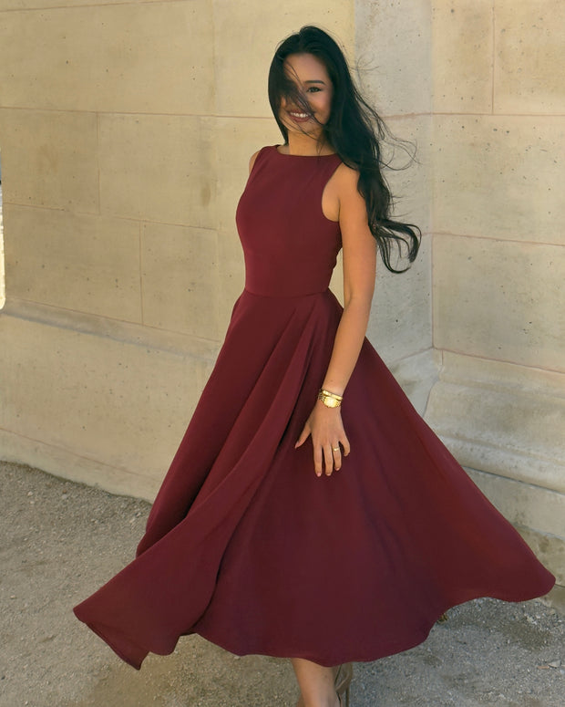 The Diana Midi Dress in wine red🍷