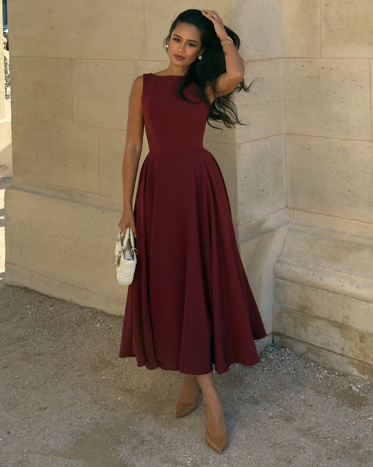 The Diana Midi Dress in wine red🍷