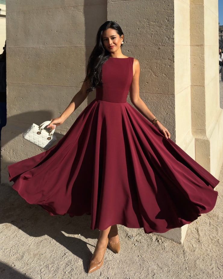 The Diana Midi Dress in wine red🍷