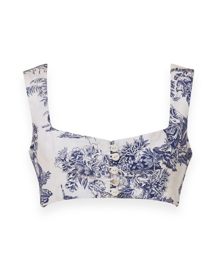 Carré Cropped Top in Toile de Jouy