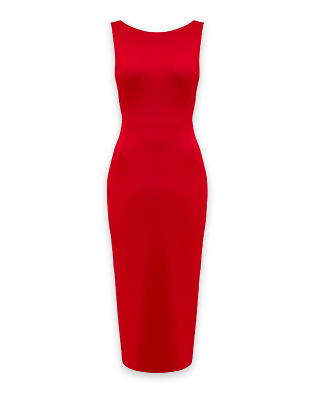 The Andrea Anders Midi Dress in Rouge