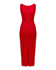 The Andrea Anders Midi Dress in Rouge