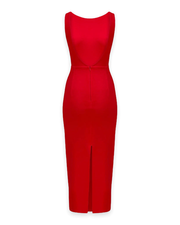 The Andrea Anders Midi Dress in Rouge