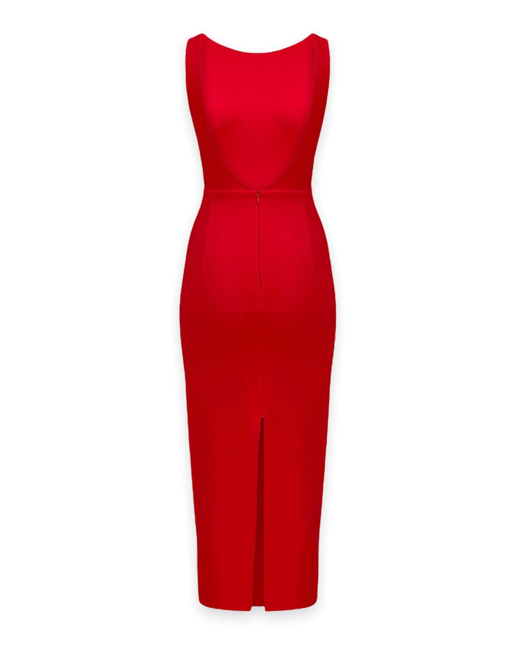 The Andrea Anders Midi Dress in Rouge